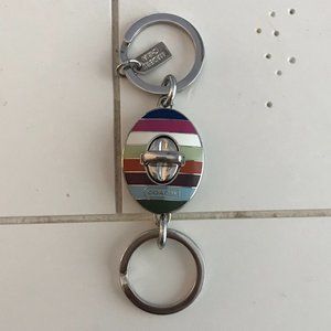 Coach Legacy Stripe Oblong Turnlock Valet Key Fob